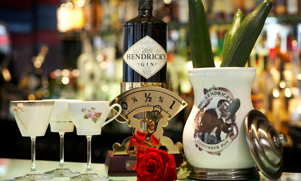 Hendrick's scales with Teatime Martini Glasses