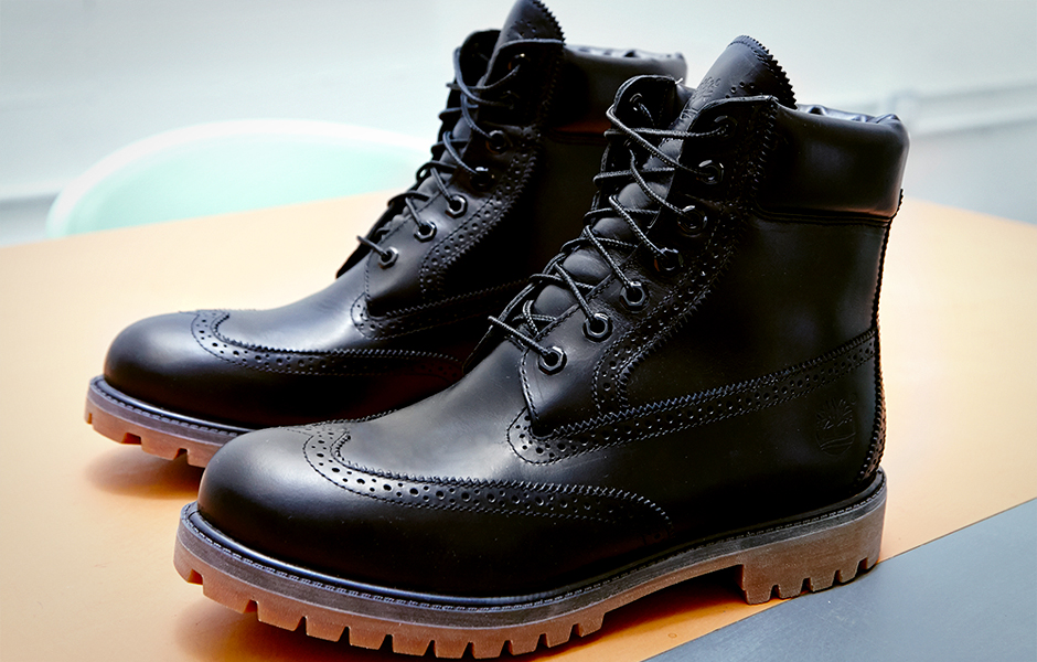 timberland brogue boots black