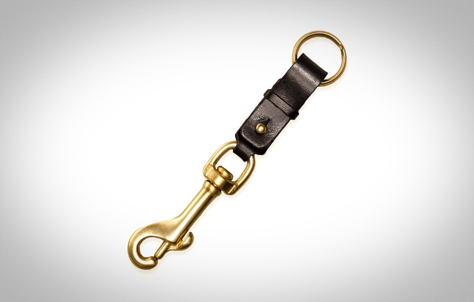 Ghurka Brass Key Ring, Black Leather Key Ring