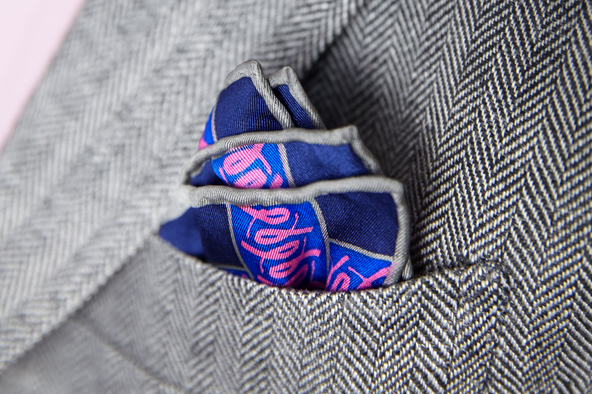 michael bastian pink ribbon pocket square folded