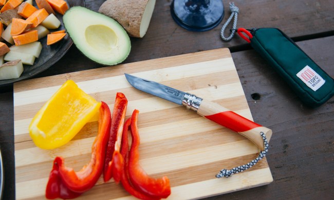 Roadside Travel Cutting Board Set Leather Case With Opinel Pocket