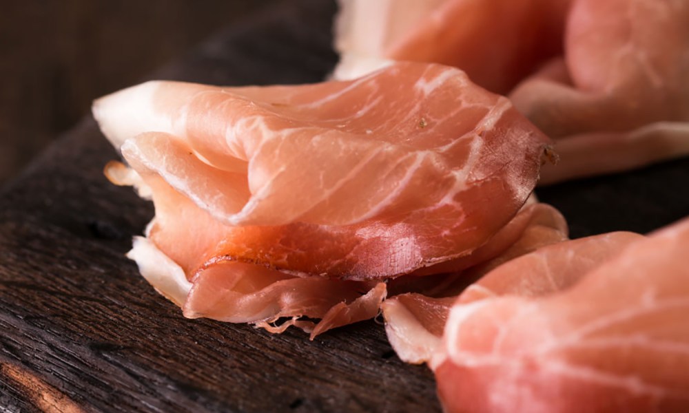 Prosciutto ham slices