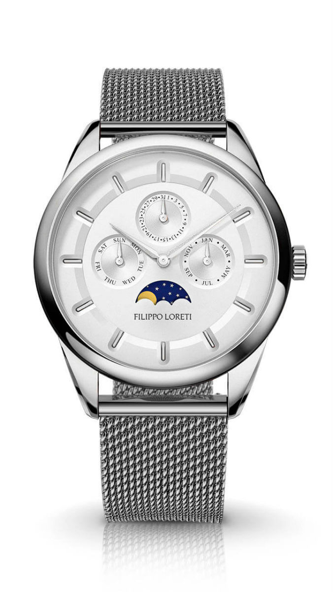 Filippo loreti venice sale moonphase silver mesh