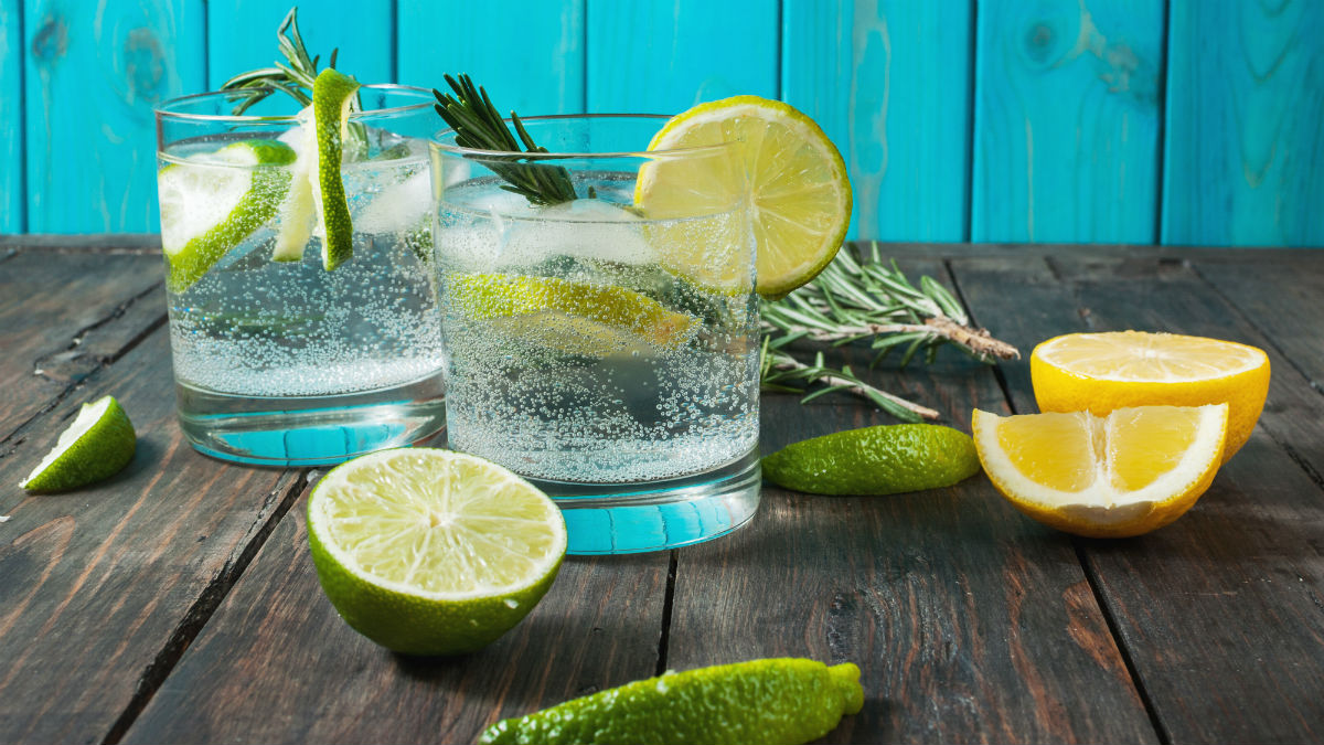 best tailgate drinks gin and tonic lime lemon rosemary