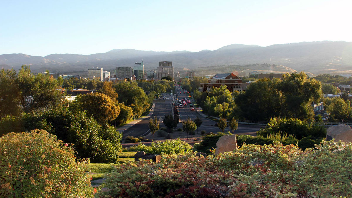 Aerial view of green space in Boise, Idaho.