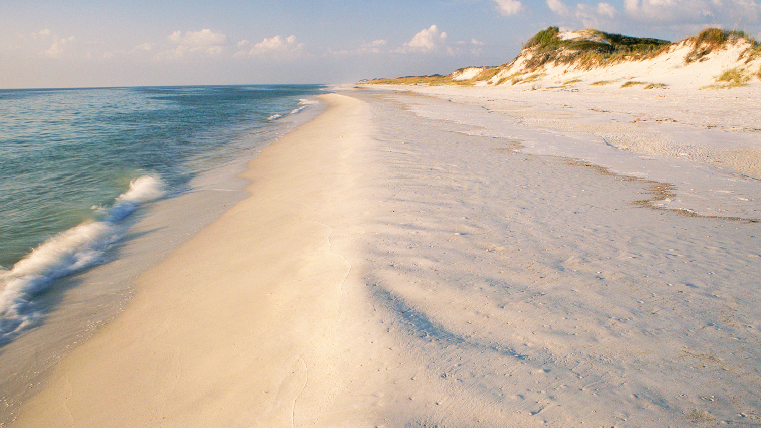 The soft sand beach at St. Joseph Peninsula State Park in the Florida panhandle.