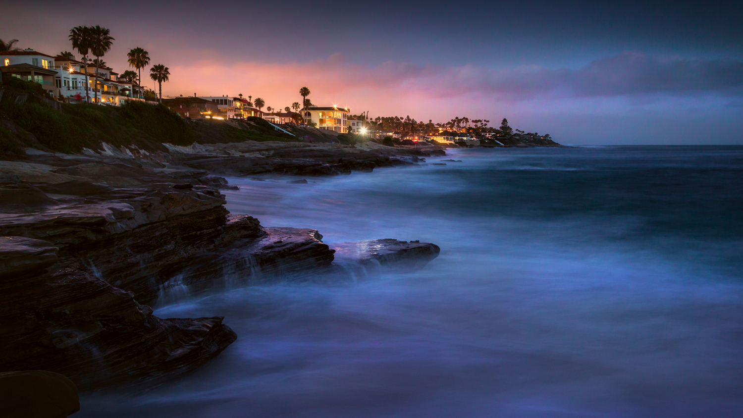 Sunset at San Diego's Windansea Beach in La Jolla.