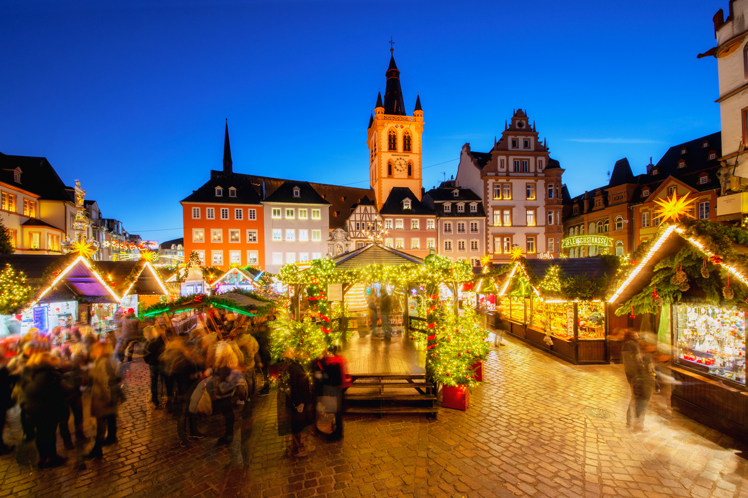 Christmas time in the Trier Main Square and Christmas Market in Germany.