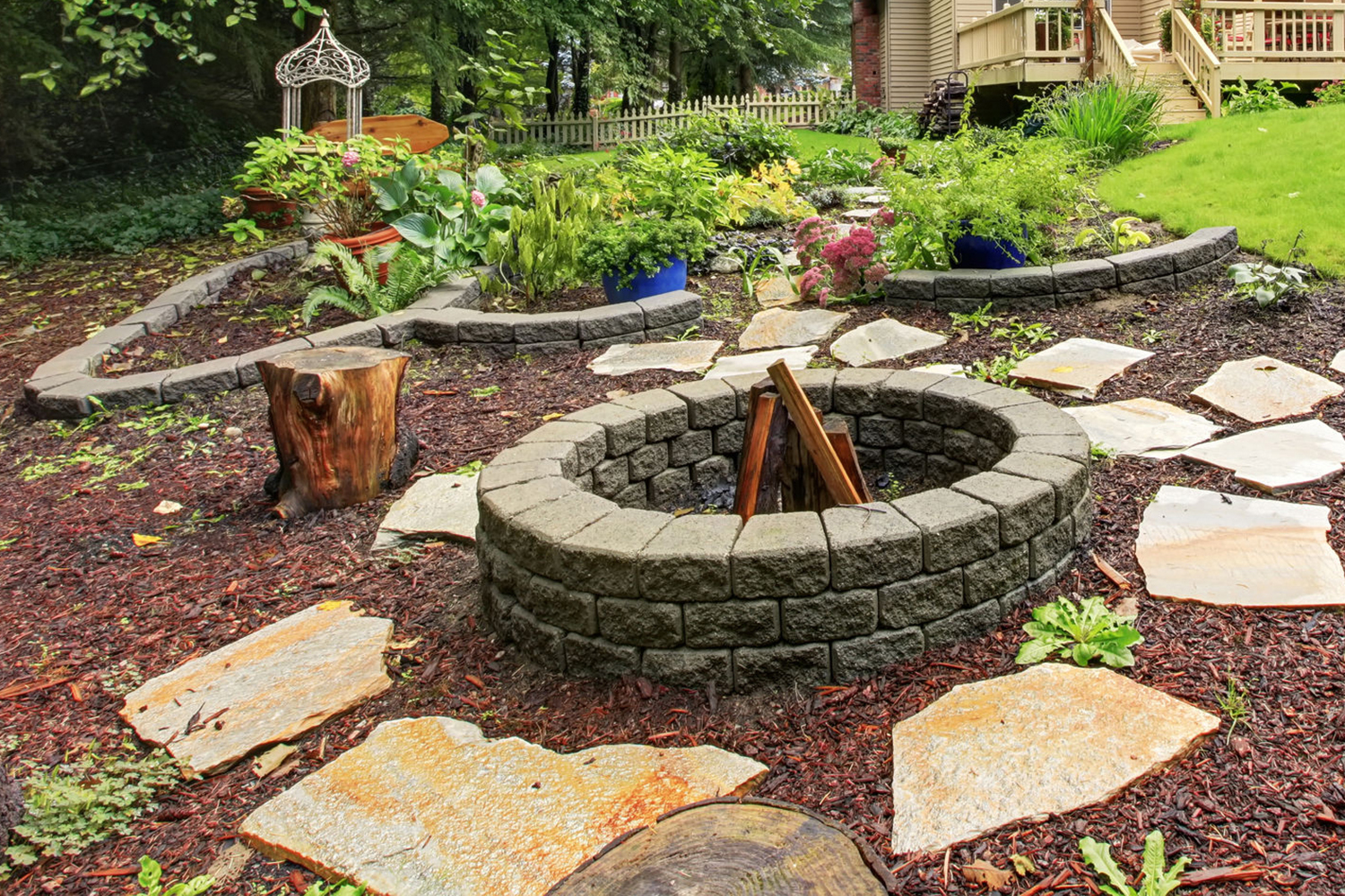 Fire pit in the backyard