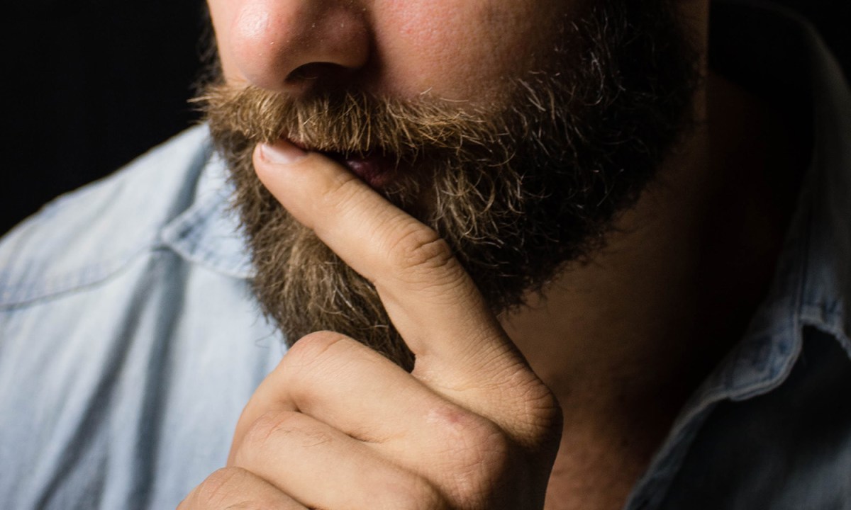 man beard hand face