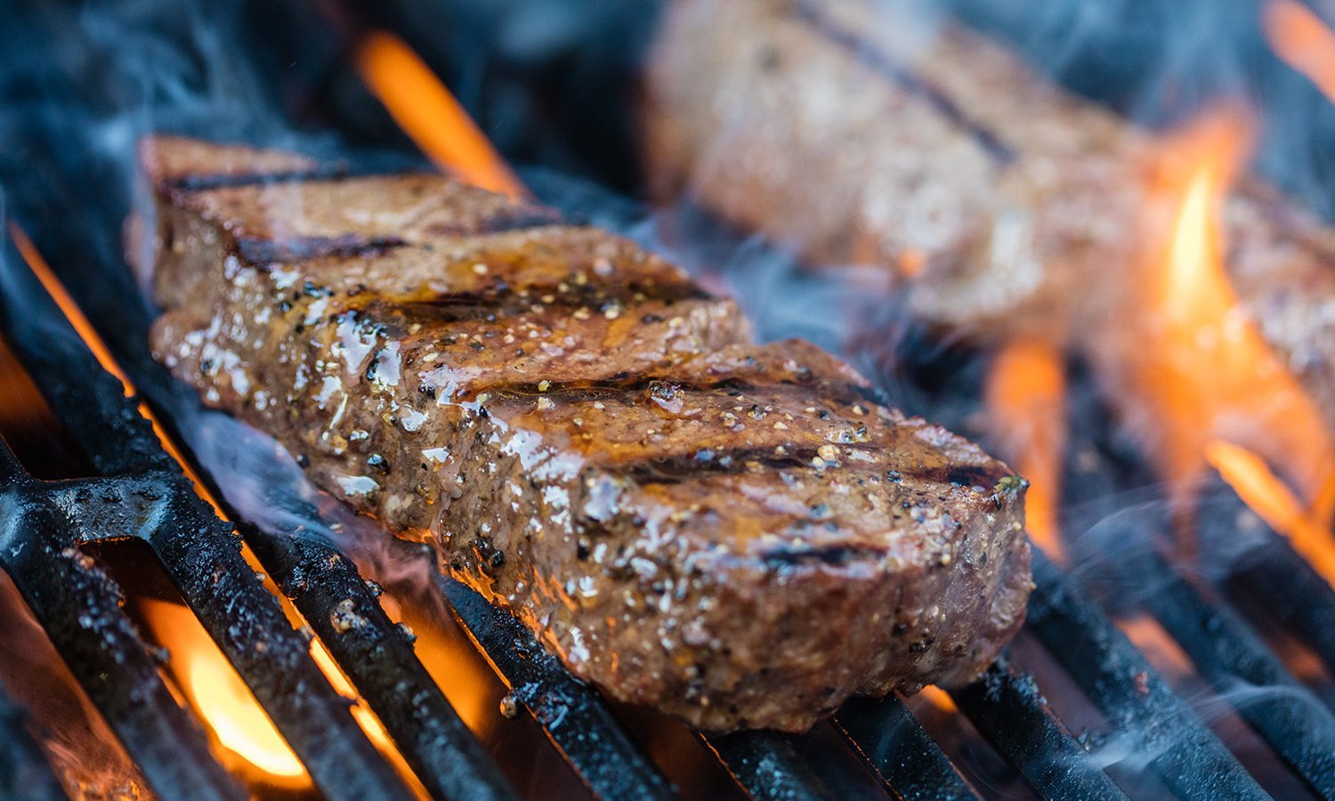 Sirloin steak on a grill