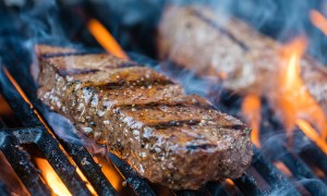 Sirloin steak on a grill