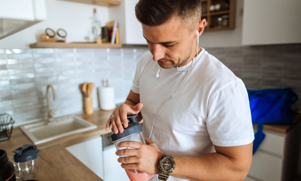 Man drinking protein shake