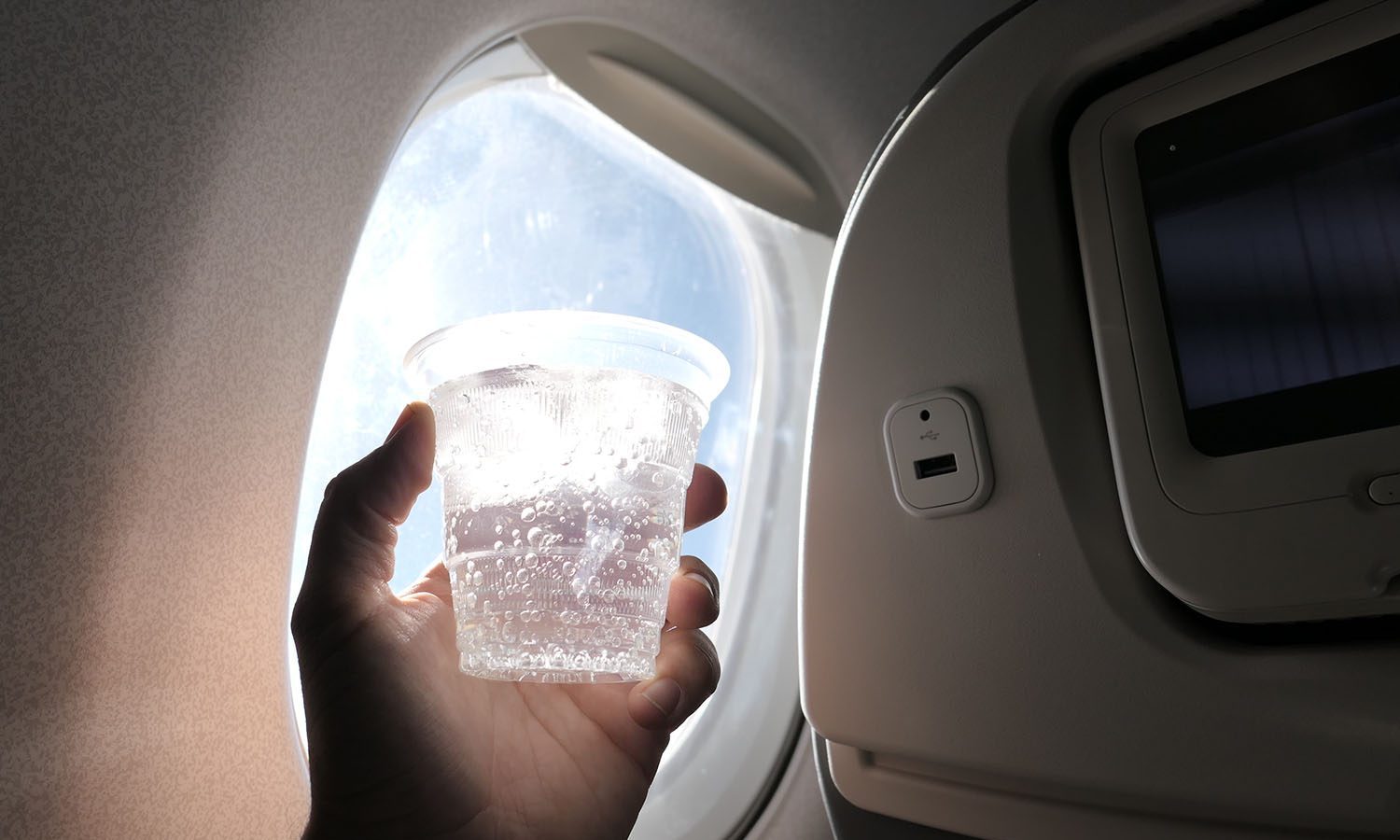 in flight drink airplane