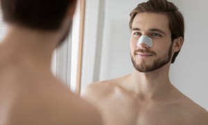 Man using nose strip