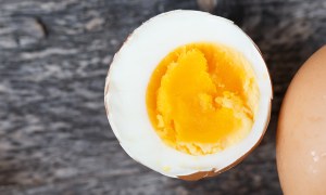 Hard-boiled egg in half