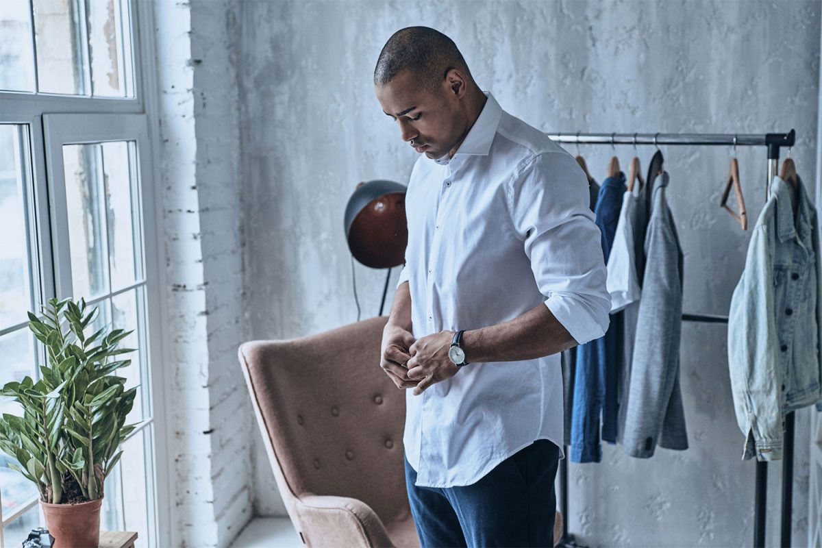 Jeans and untucked outlet dress shirt