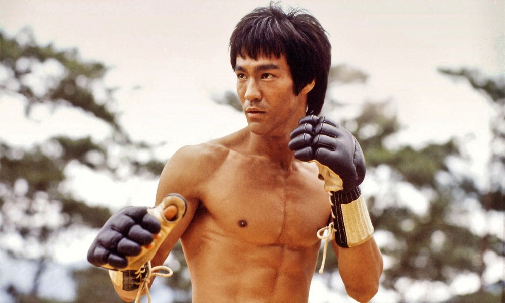 Bruce Lee shirtless outside fighting stance martial arts martial artist