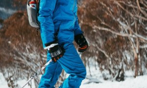 Person walking in snow with snow gear on