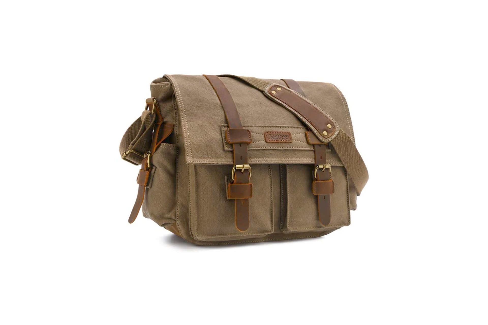HIDE AND SKIN Leather and Canvas Messenger Bag Green - Hide and Skin
