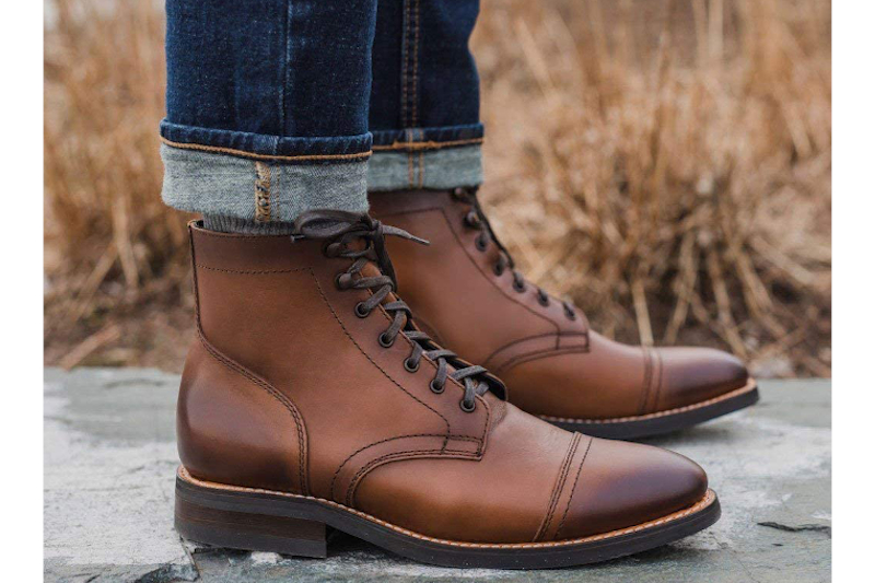 brown leather combat boots mens