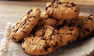 A close-up of cookies on a piece of cloth.