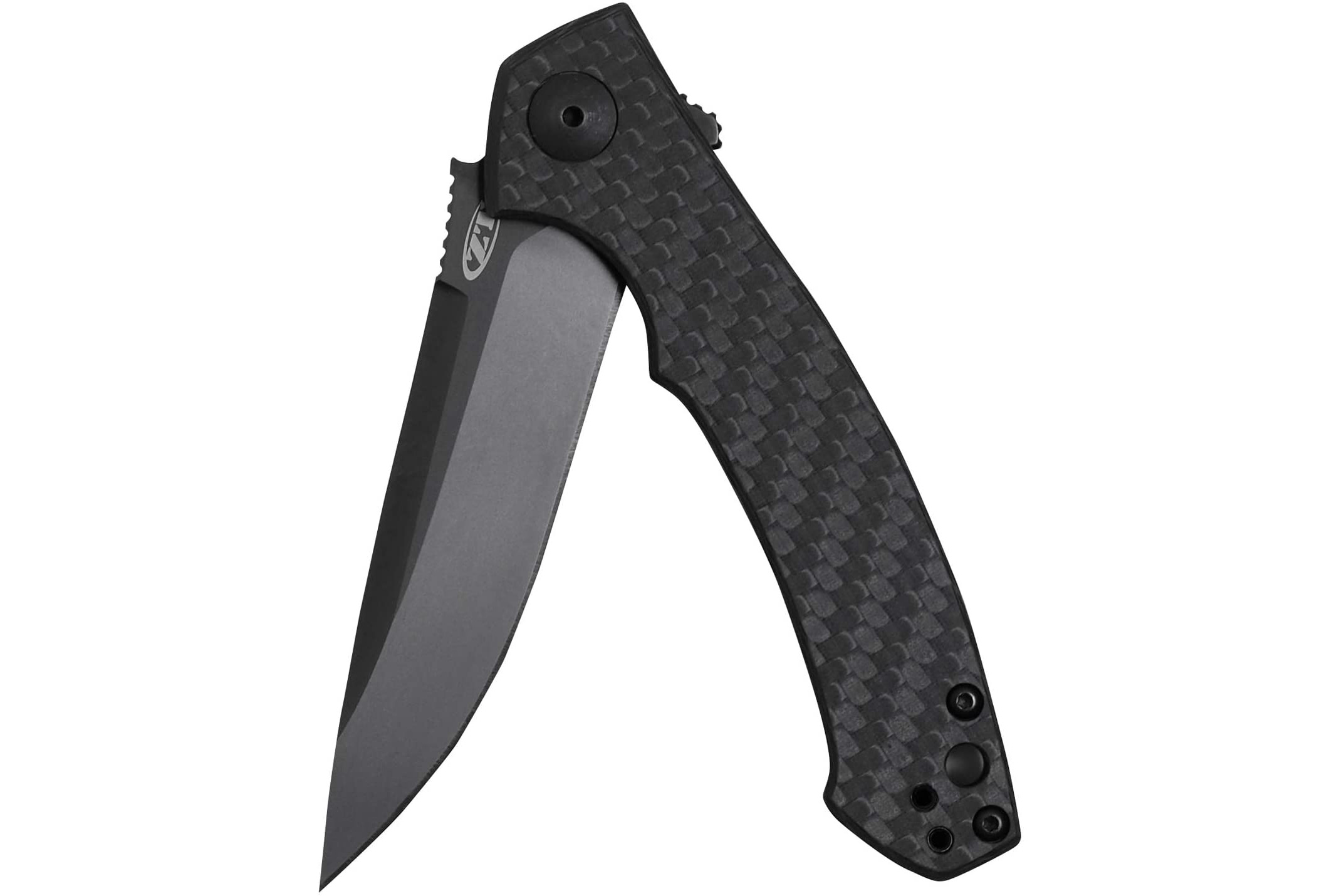 Zero Tolerance 0450CF Folding Knife in carbon fiber, isolated on a plain white background.