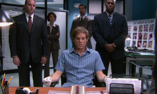 Michael C. hall sitting in a chair on Dexter
