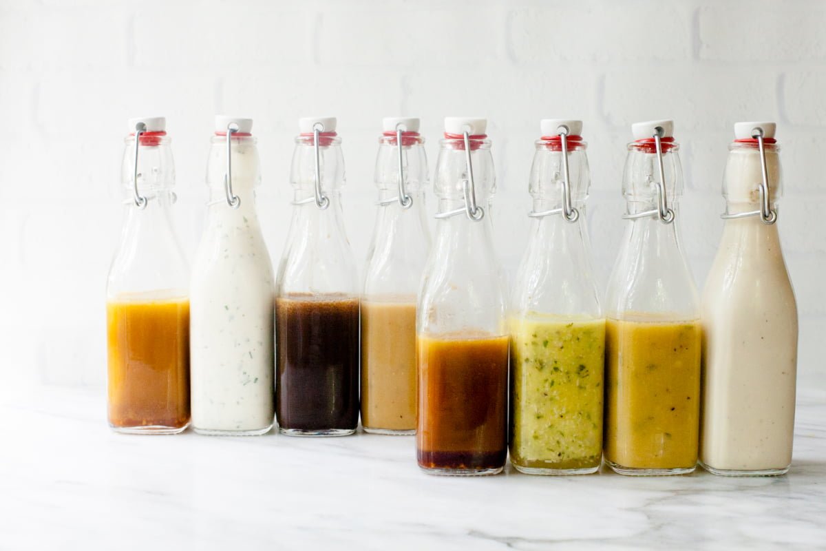 bottles of salad dressing