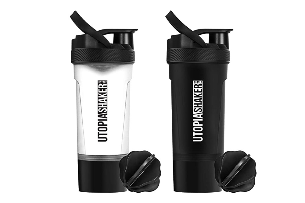 JEELA SPORTS - 2 PACK Protein Shaker Bottles for Protein Mixes