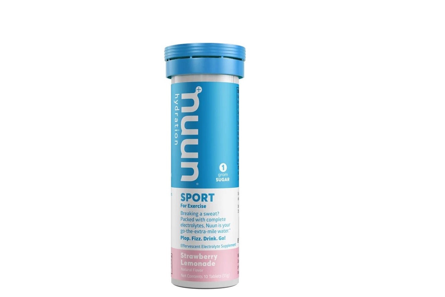 A tube of Nuun Sport, For Exercise on white background.