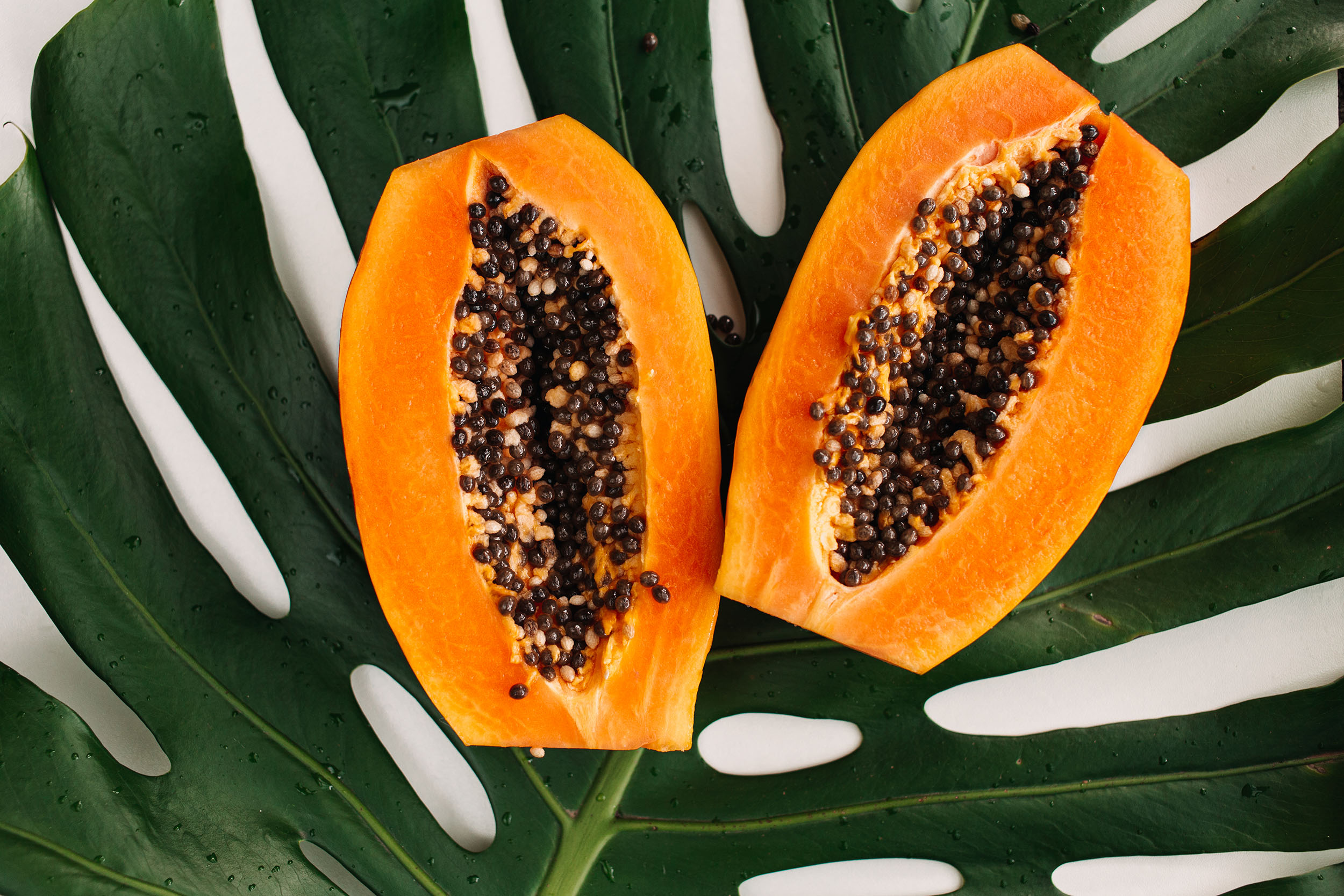 Sliced papaya fruit