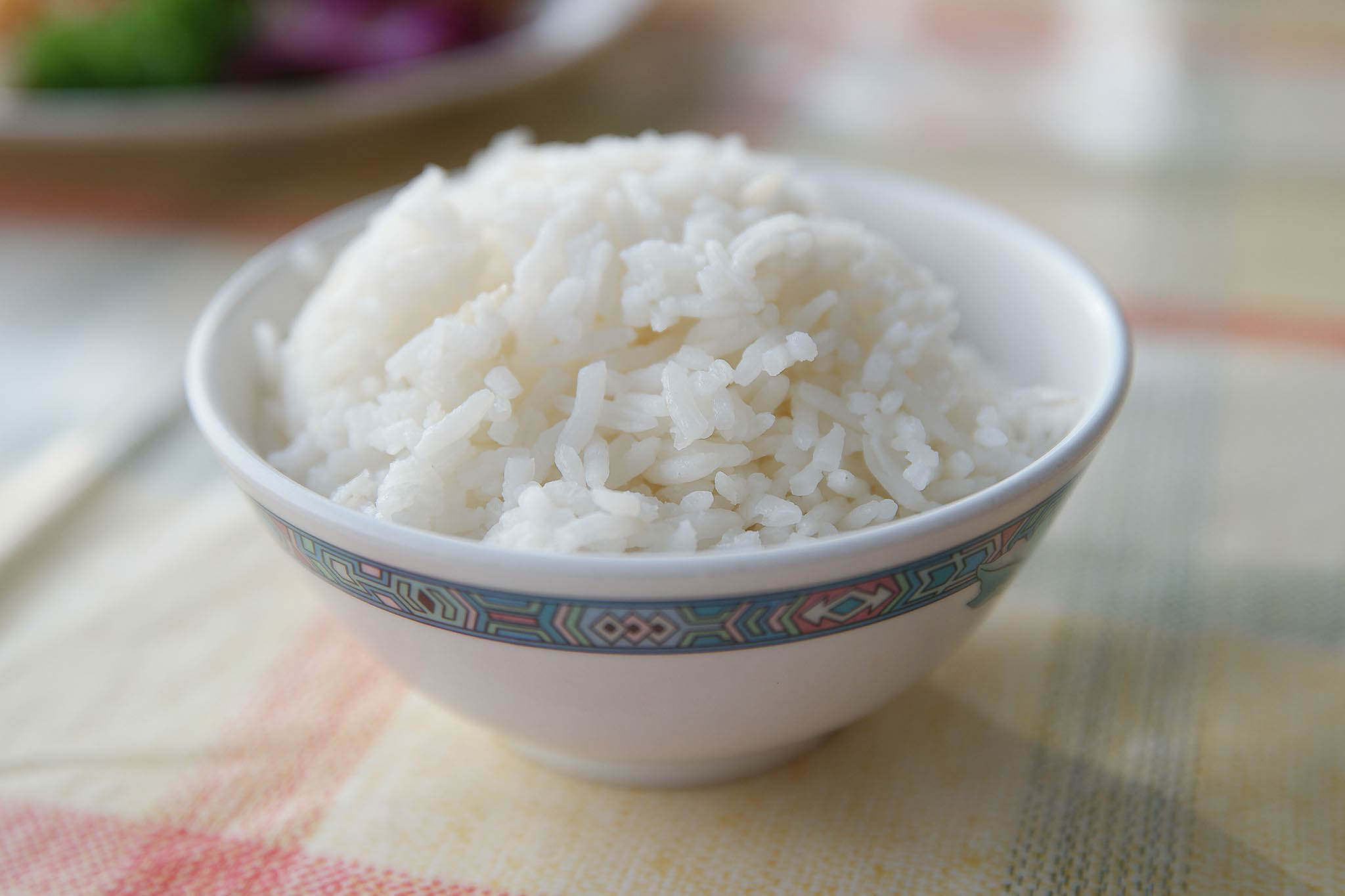 Steamed white rice.