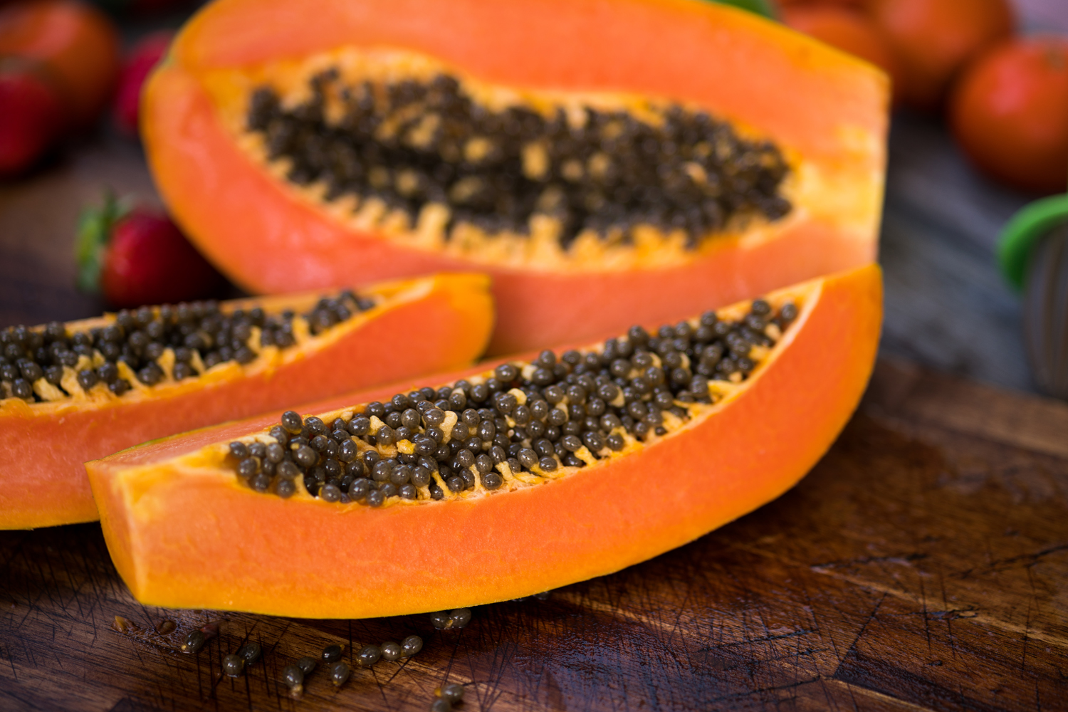 Sliced papaya