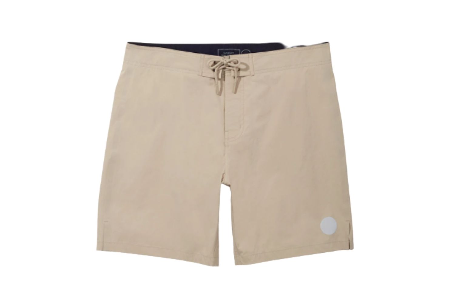 Saturdays NYC Leonard swim Shorts in khaki color on a white background.