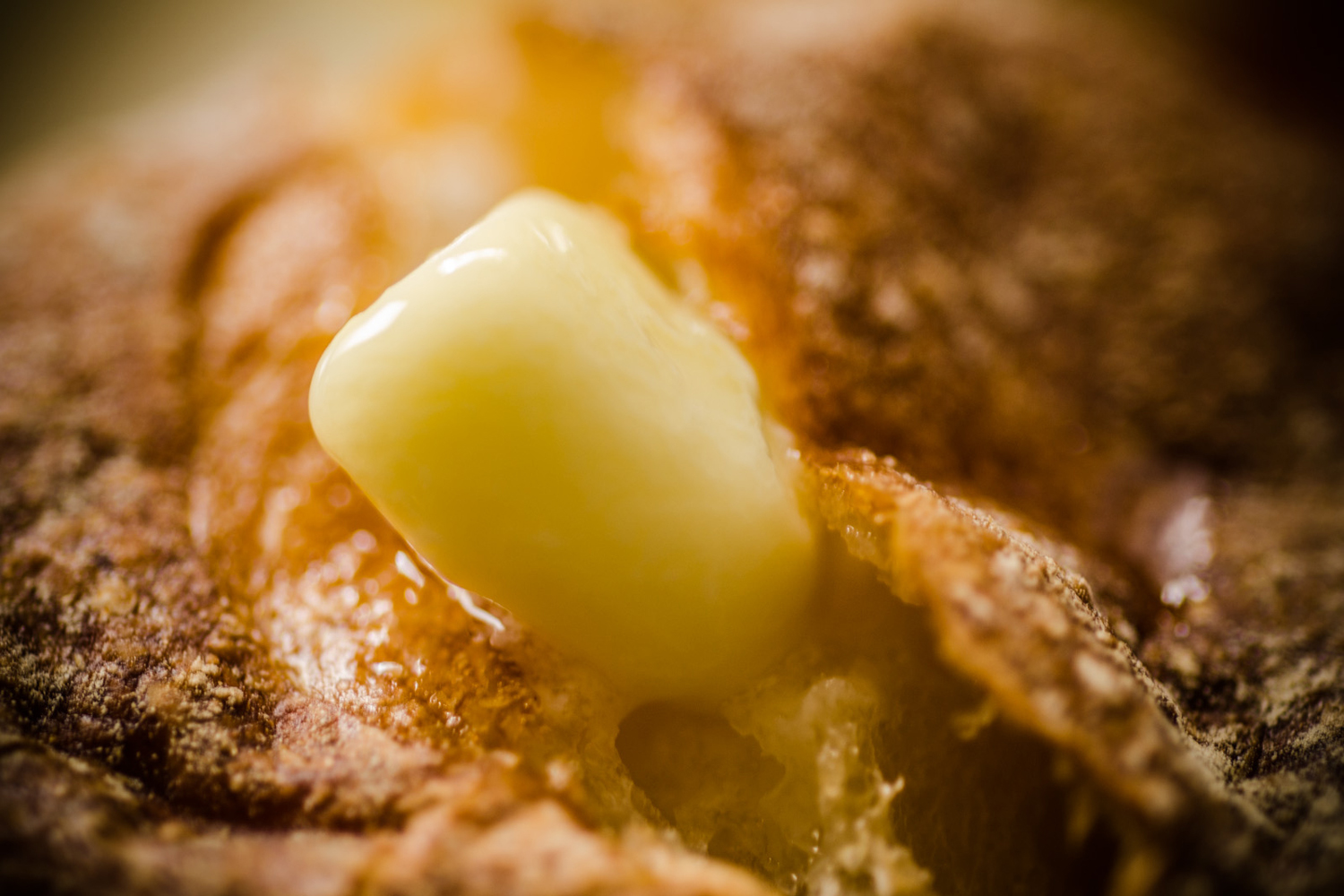 Close-up of butter melting