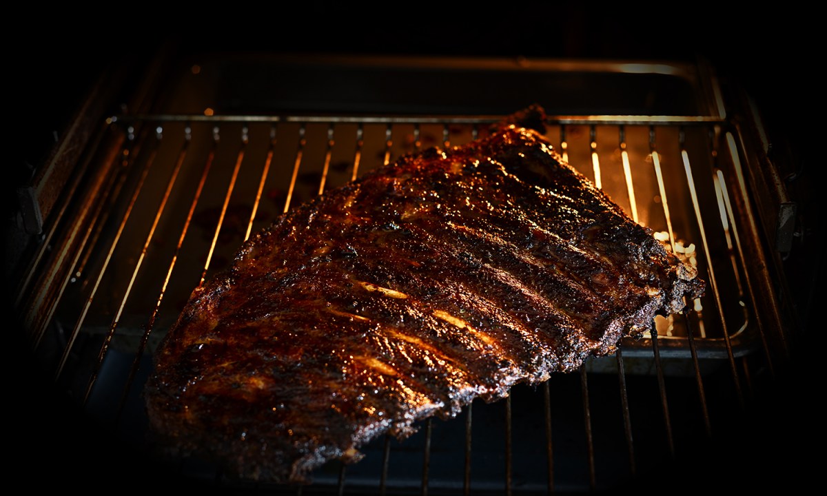 Ribs cooking in the oven