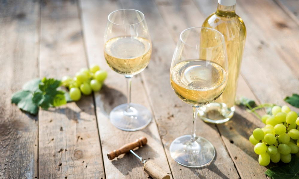 White wine on summer day outdoor