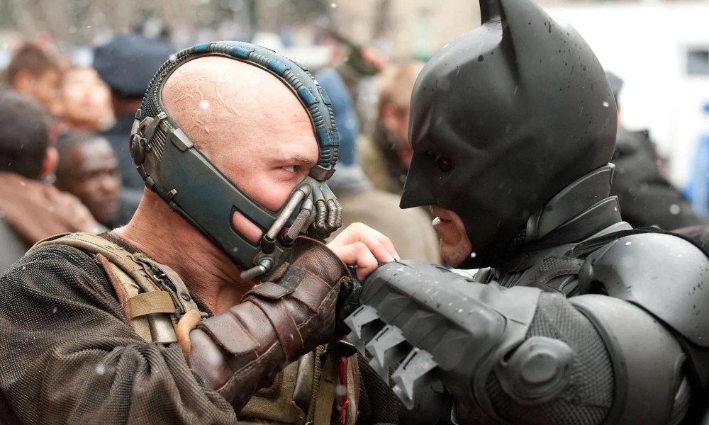 Tom Hardy and Christian Bale in The Dark Knight Rises (2012)