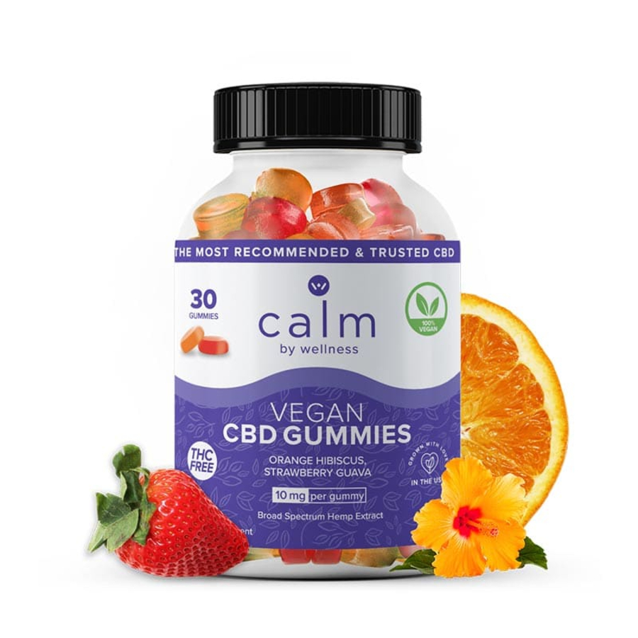 Calm by Wellness Vegan CBD Gummies in a bottle.