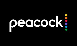 The Peacock TV logo on a black background.