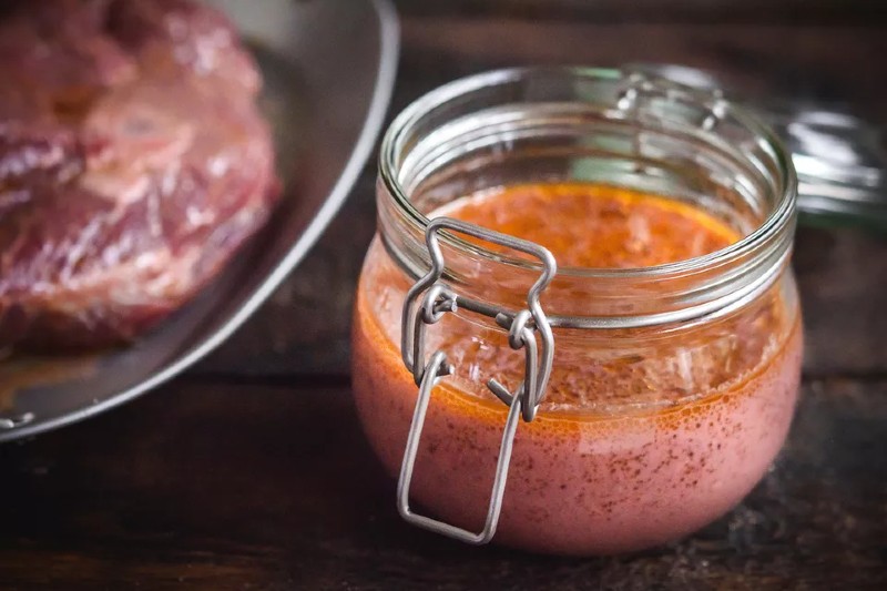 Overnight brisket marinade in a jar.