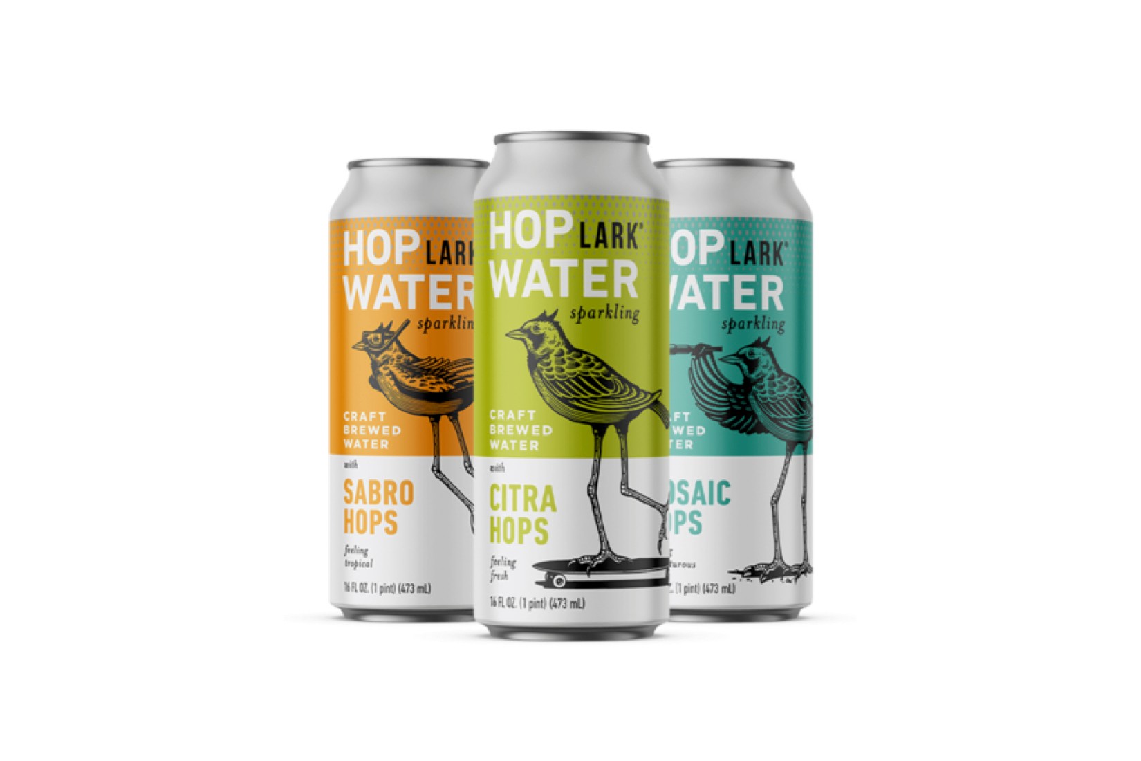 Hoplark Sparkling Water can trio.