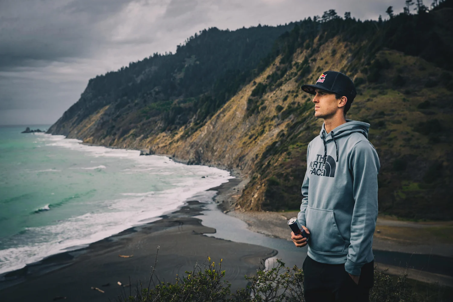 Dylan Bowman standing at the Lost Coast Trail in California.