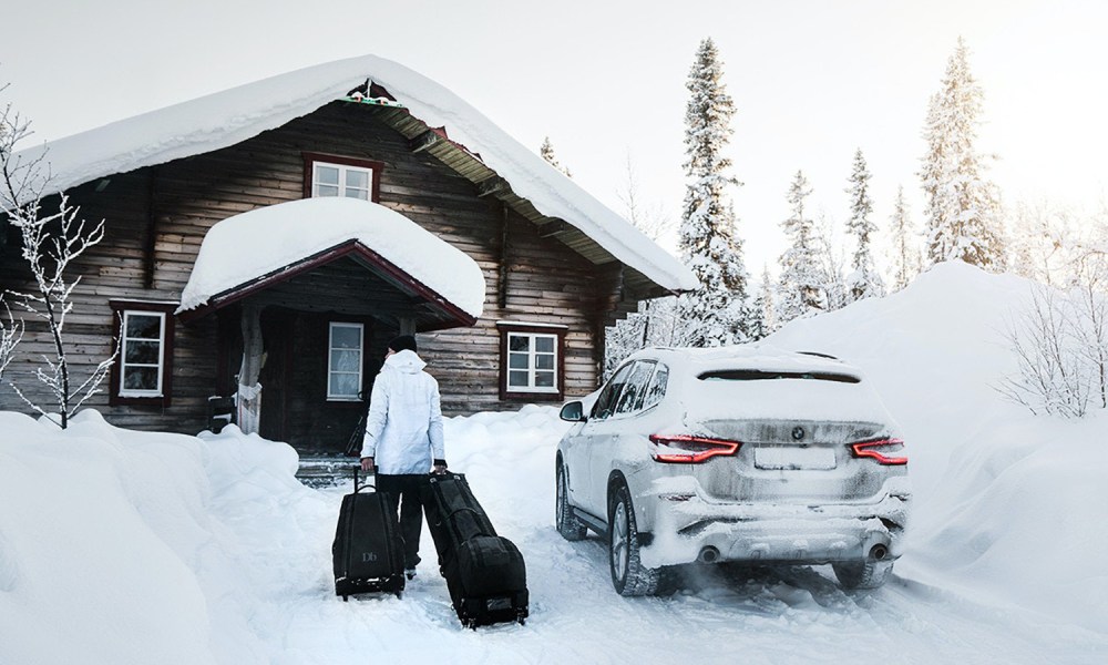 A house covered in snow in the winter