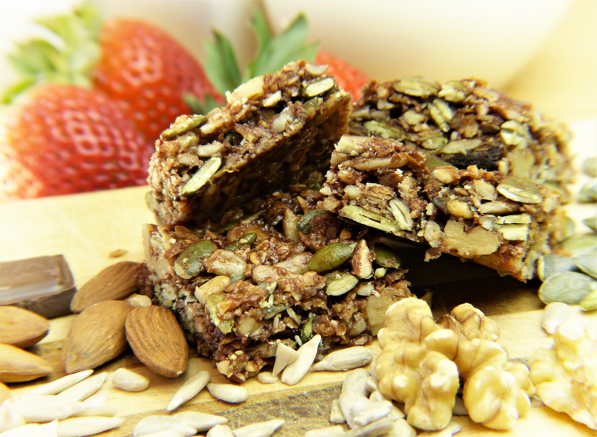 Energy bars with nuts and fruit.