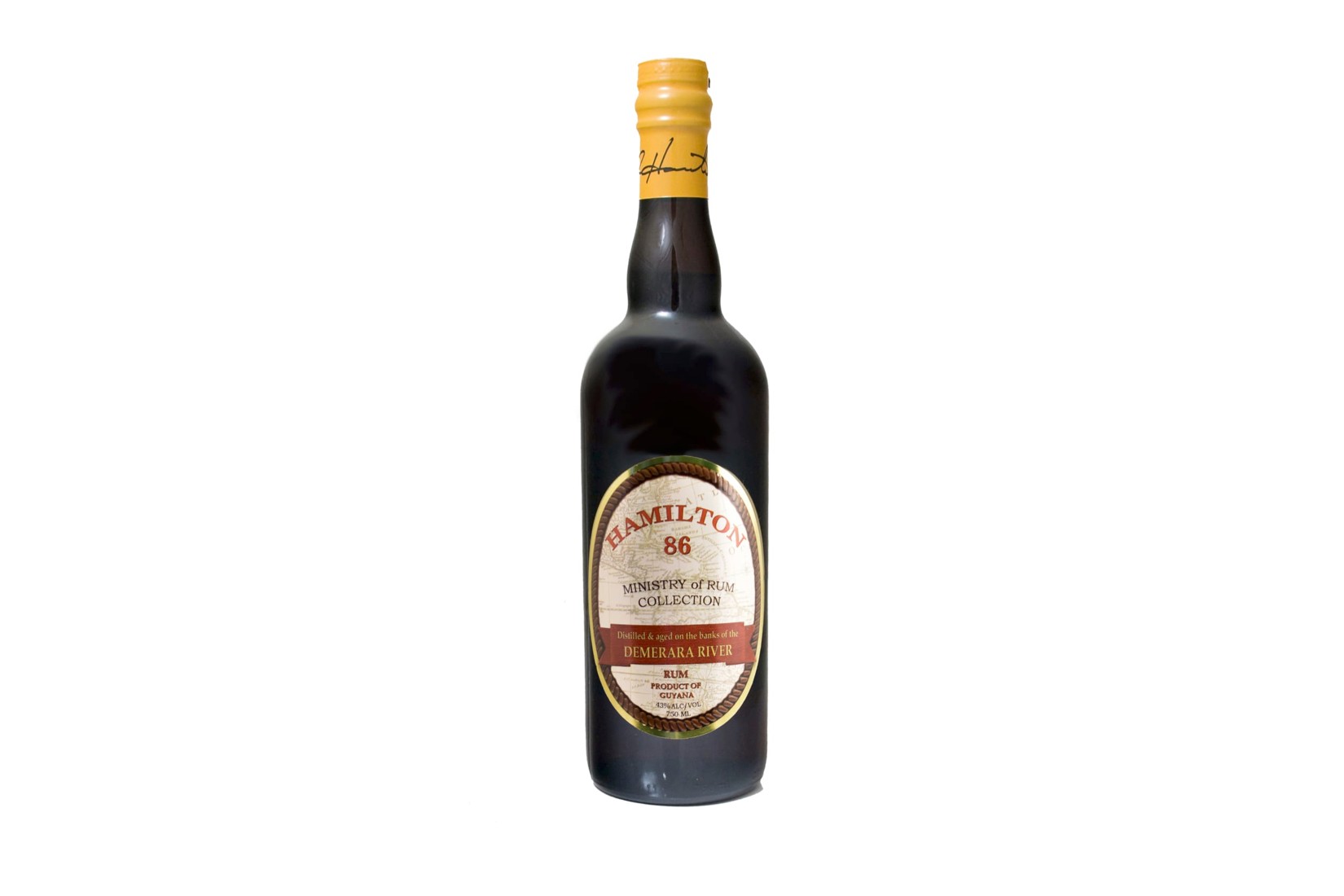 Hamilton Demerara 86 Rum bottle.