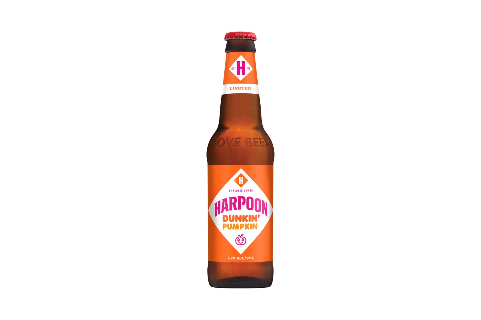 Harpoon Dunkin' Pumpkin beer bottle.