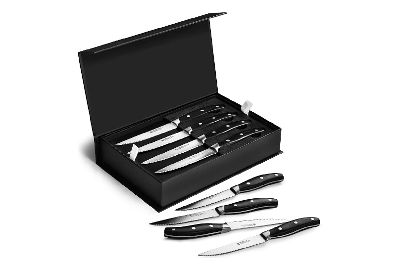 Schmidt Brothers Cutlery Jet Black 4-Piece Steak Knife Set