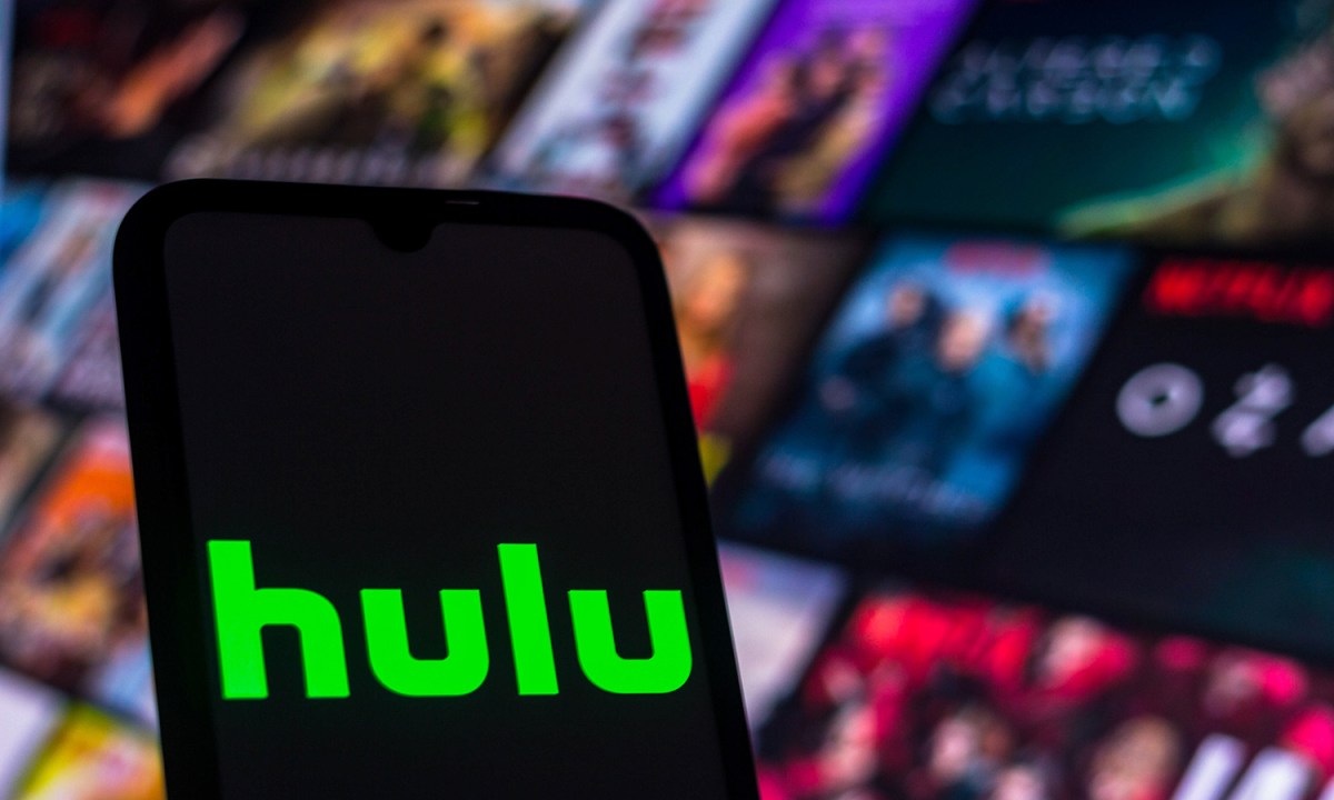 Hulu logo displayed on phone.